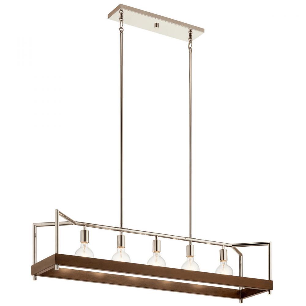 Tanis™ 5 Light Linear Chandelier Auburn Stained