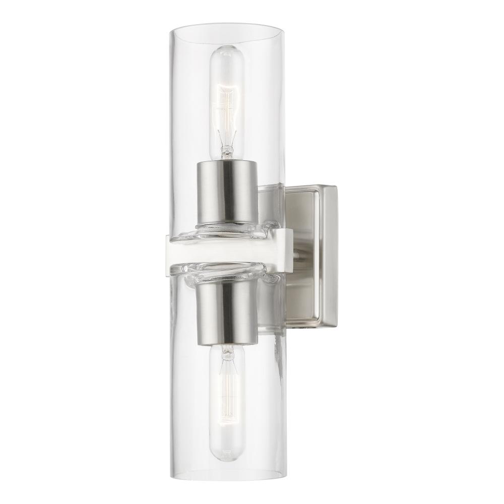 2 Light Brushed Nickel Vanity Sconce