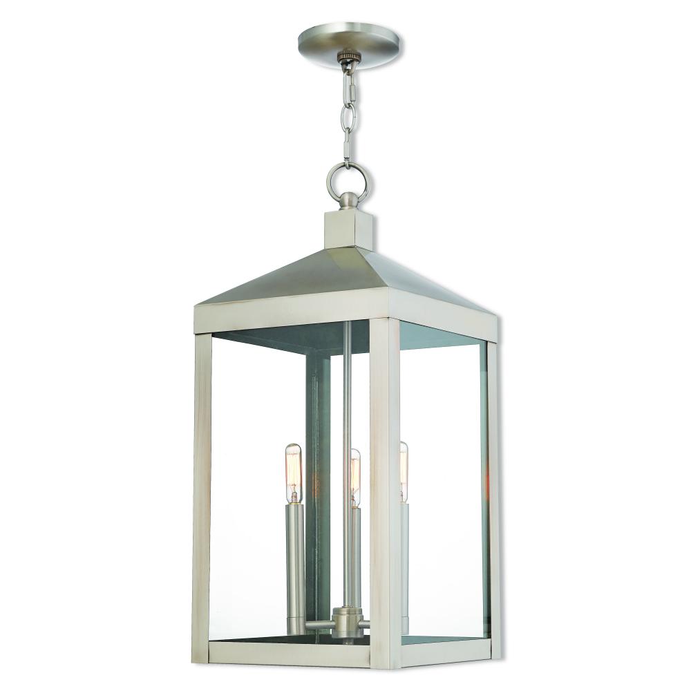 3 Lt BN Outdoor Pendant Lantern