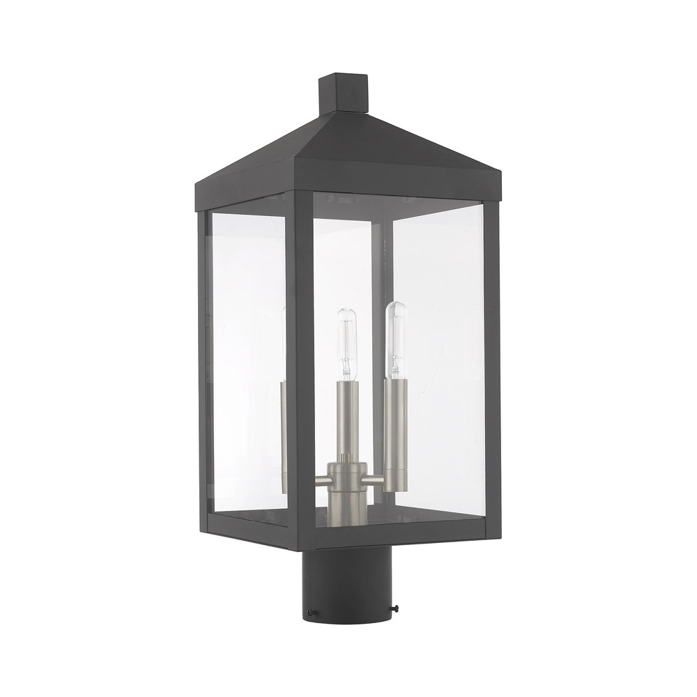 3 Lt Scandinavian Gray Outdoor Post Top Lantern