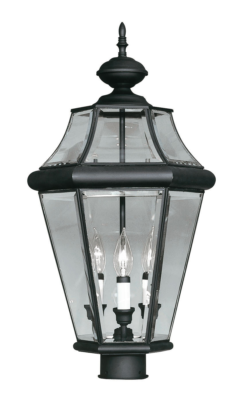 3 Light Black Outdoor Post Lantern