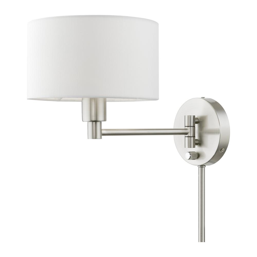 1 Light Brushed Nickel Swing Arm Wall Lamp