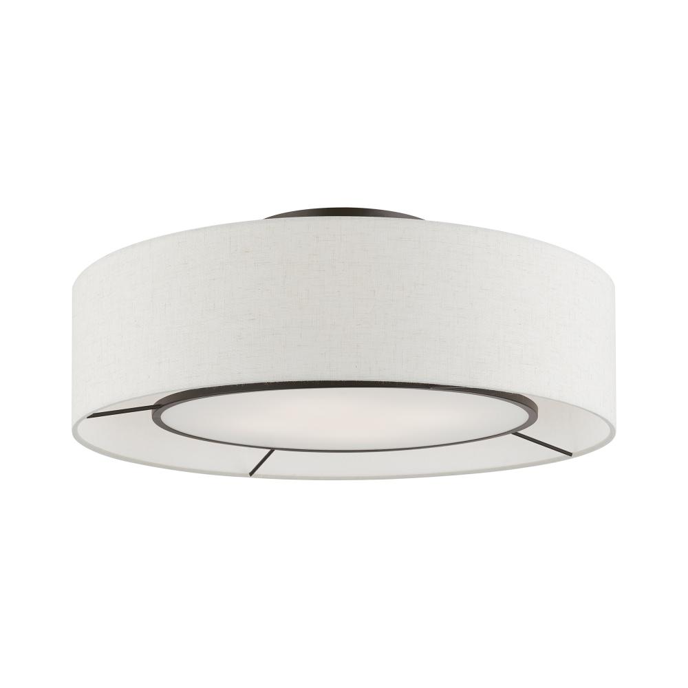 4 Light Brushed Nickel with Shiny White Accents Semi-Flush