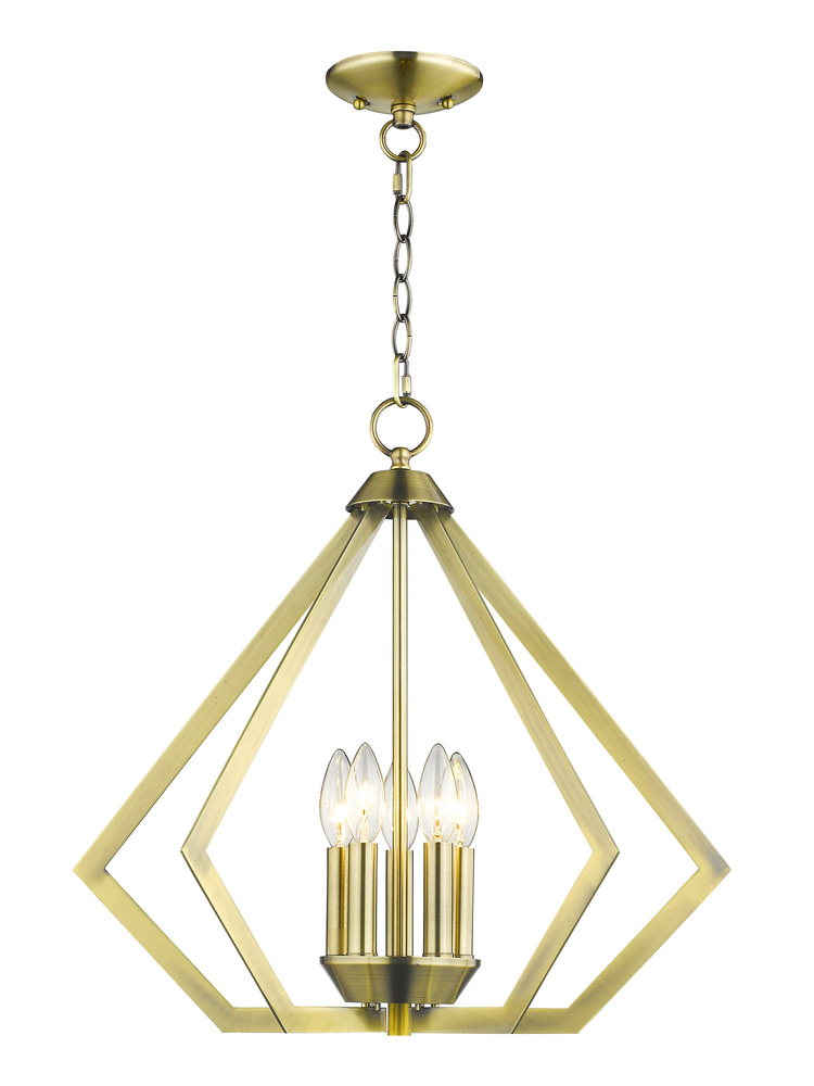 5 Light Antique Brass Chandelier