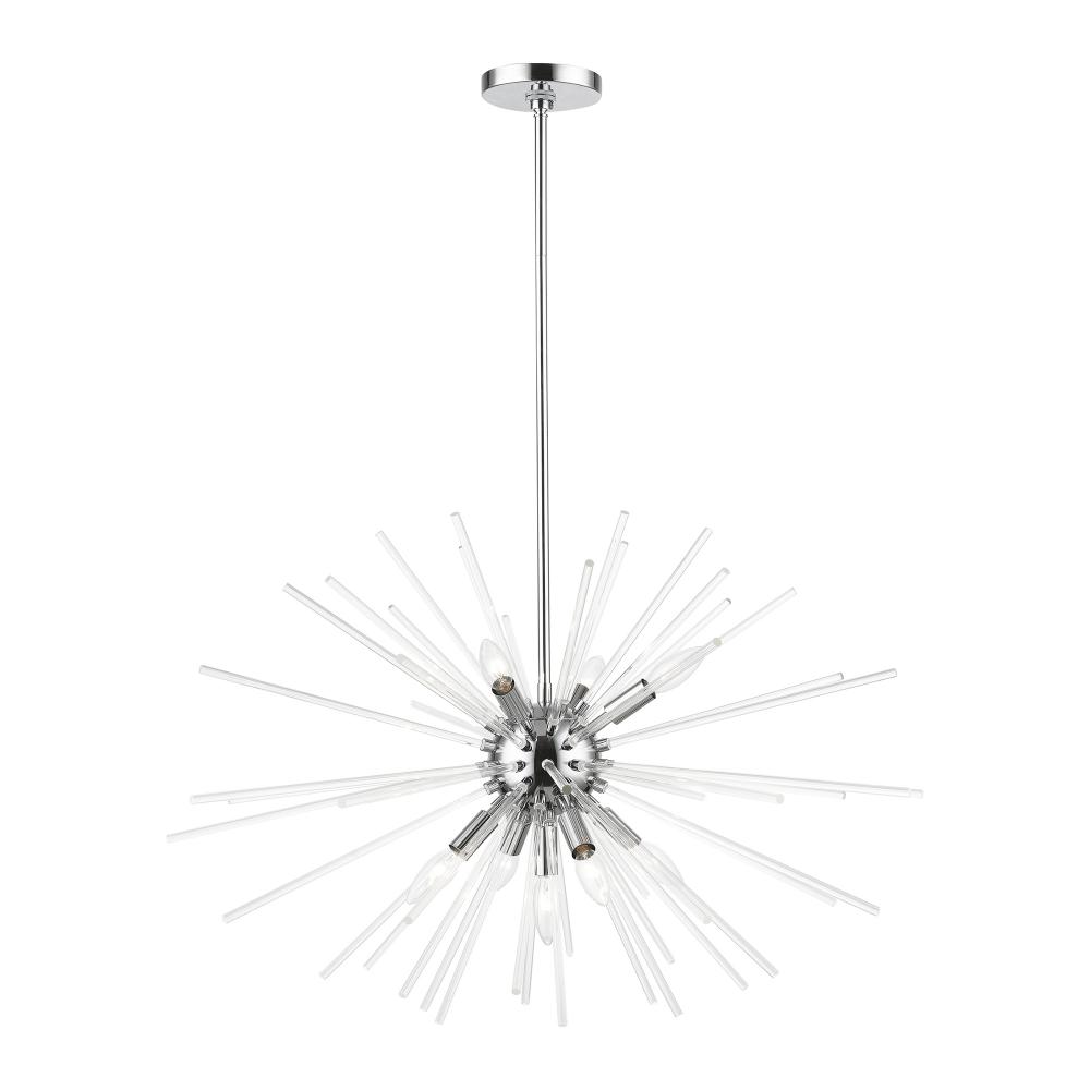 9 Light Polished Chrome Large Pendant Chandelier