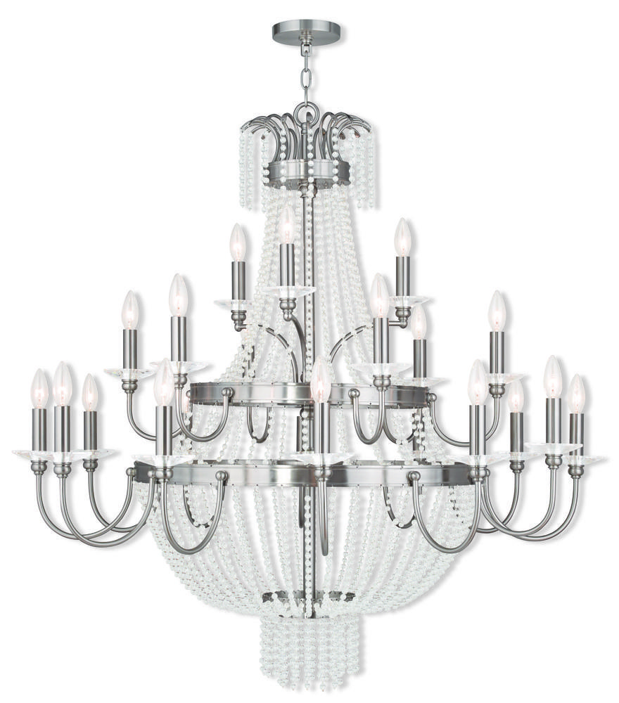 21 Light Brushed Nickel Foyer Chandelier