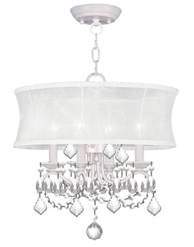 4 Light White Mini Chandelier/Ceiling Mount