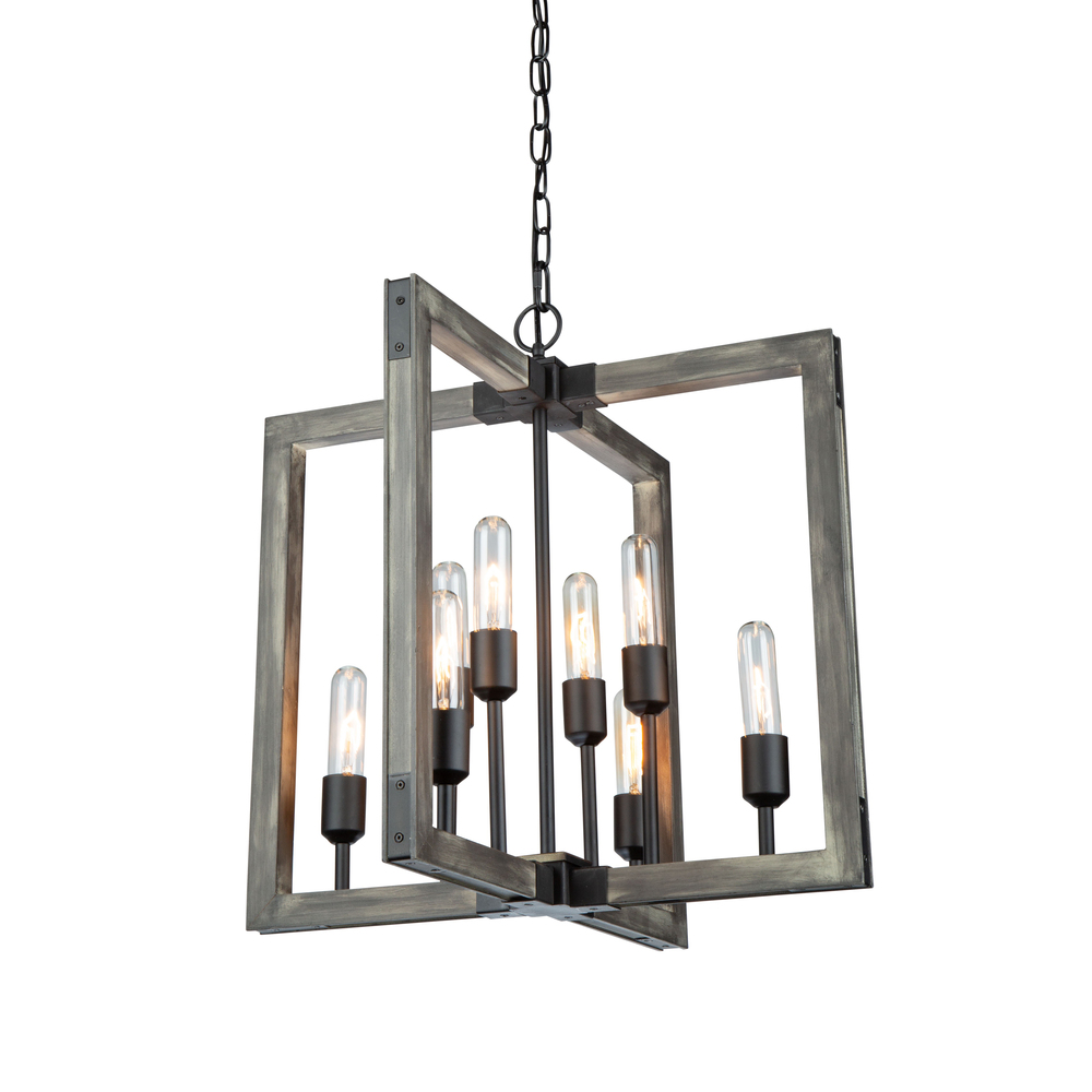 Gatehouse 8 Light Chandelier (Beach Wood & Black)