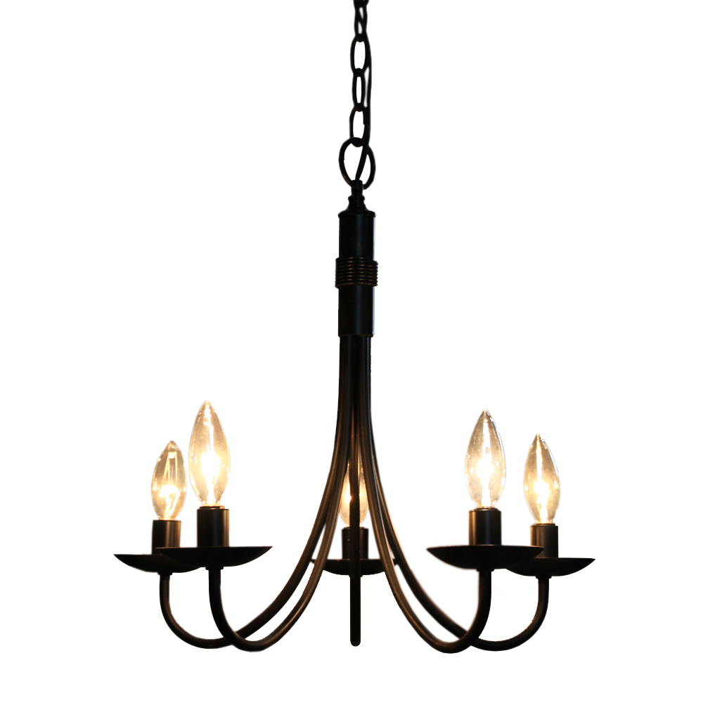 Wrought Iron 5-Light Chandelier