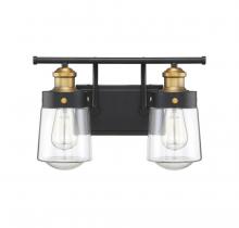  8-2069-2-51 - Macauley 2-Light Bathroom Vanity Light in Vintage Black with Warm Brass