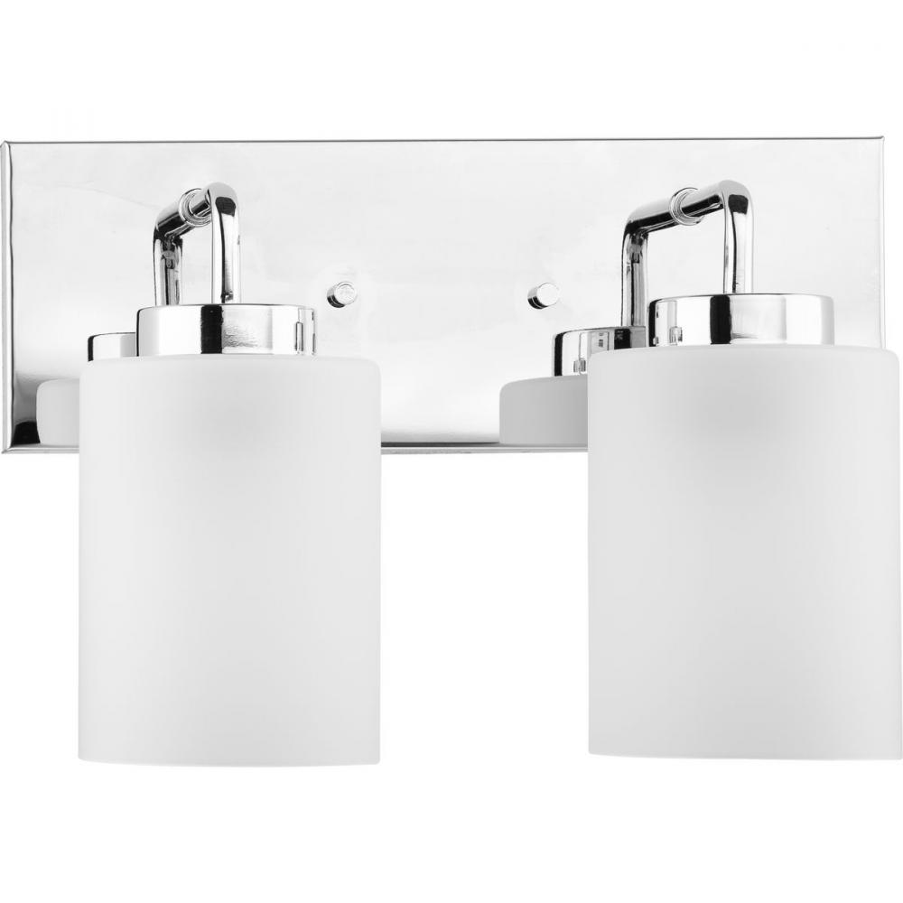 Merry Collection Two-Light Polished Chrome Etched Glass Transitional Style Bath Vanity Wall Light
