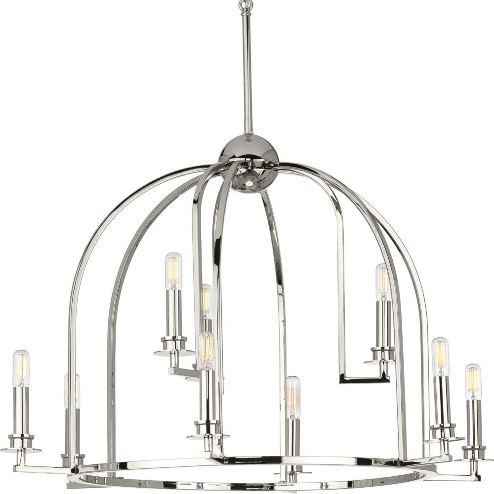 Seneca Collection Nine-Light Polished Nickel Farmhouse Chandelier Light