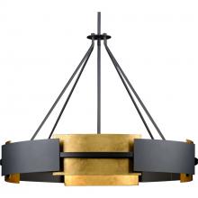 Progress P500331-031 - Lowery Collection Six-Light Textured Black/Distressed Gold Hanging Pendant Light