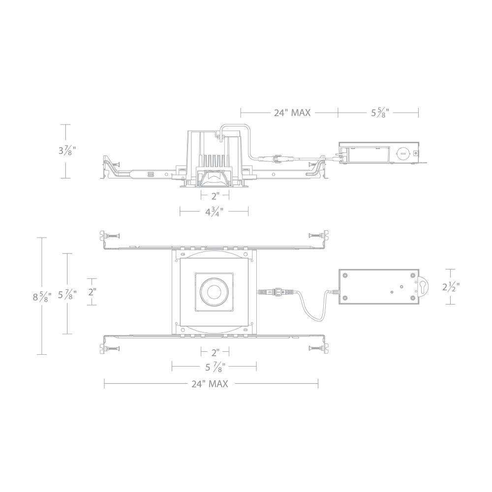 Ocular 3.0 5CCT Square Adjustable Trim and Remodel Housing with New Construction Frame-In Kit and