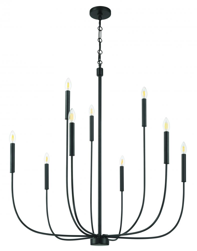 Traci 9 Light Chandelier in Flat Black