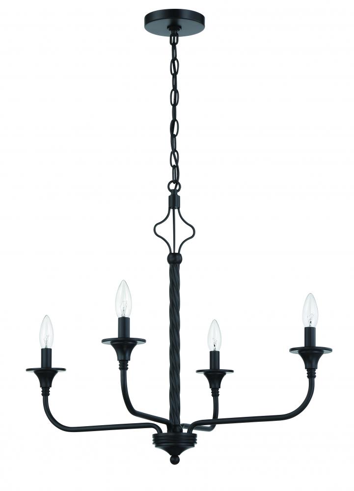 Jolenne 4 Light Chandelier in Flat Black