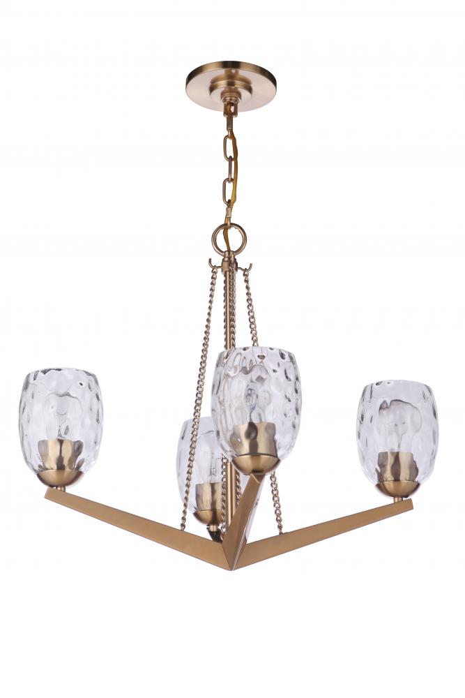 Guiding Star 4 Light Chandelier in Satin Brass