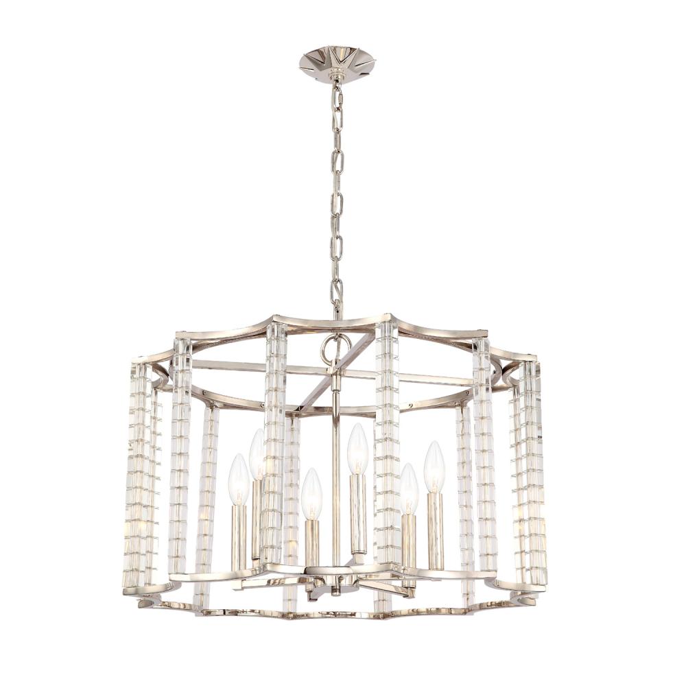 Carson 6 Light Polished Nickel Chandelier