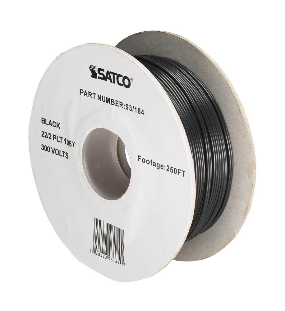 Lamp And Lighting Bulk Wire; 22/2 SPT-1 105C; 250 Foot/Spool; Black