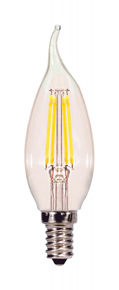 4.5 Watt CA10 LED; Clear; Candelabra base; 5000K; 120 Volt; 2-Card