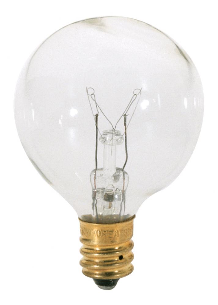 25 Watt G12 1/2 Incandescent; Clear; 1500 Average rated hours; 180 Lumens; Candelabra base; 120 Volt