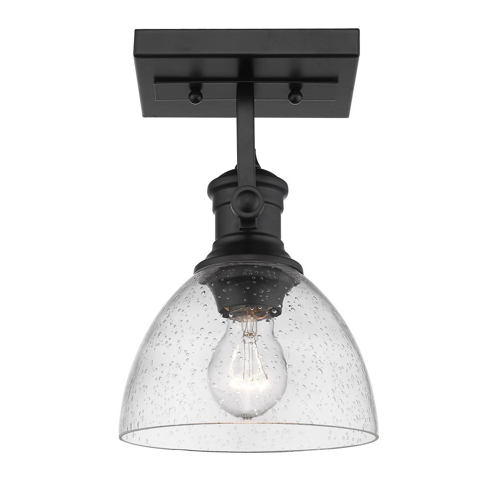 Hines 1-Light Semi-Flush in Matte Black with Seeded Glass