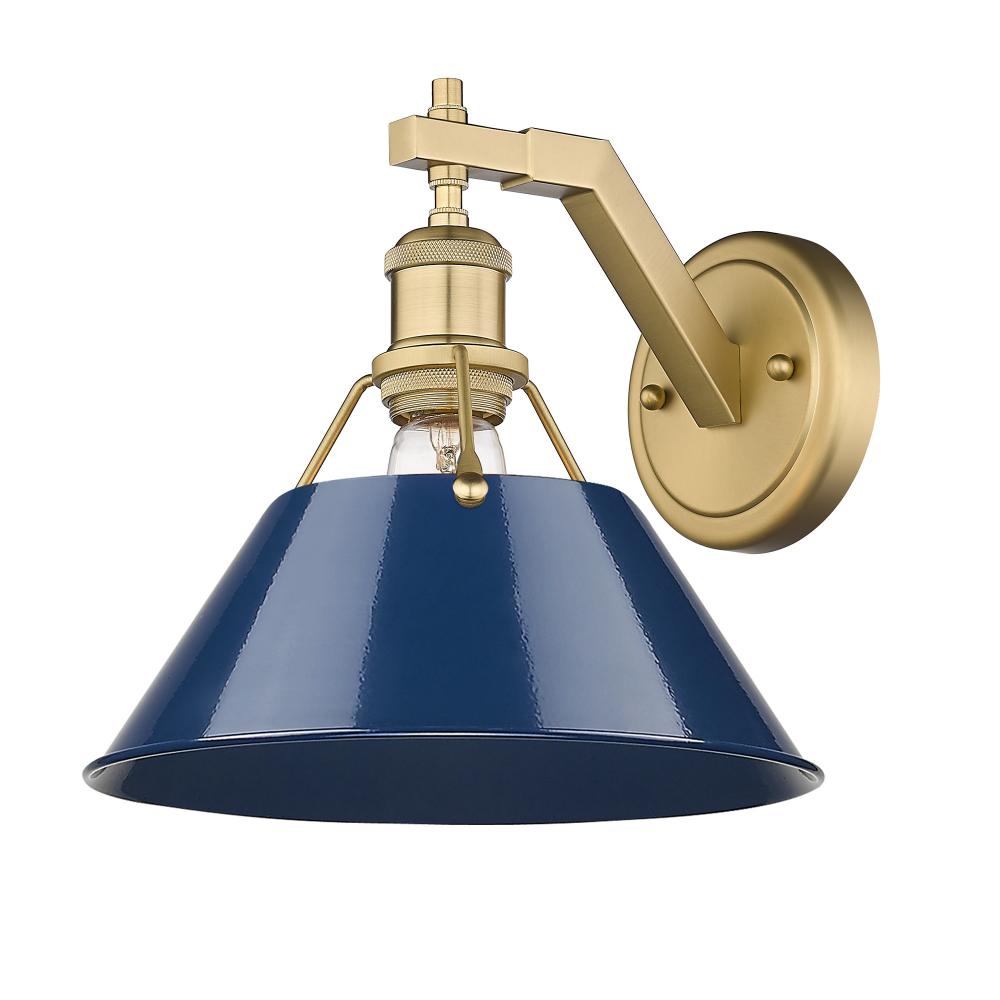 Orwell BCB 1 Light Wall Sconce in Brushed Champagne Bronze with Matte Navy shade