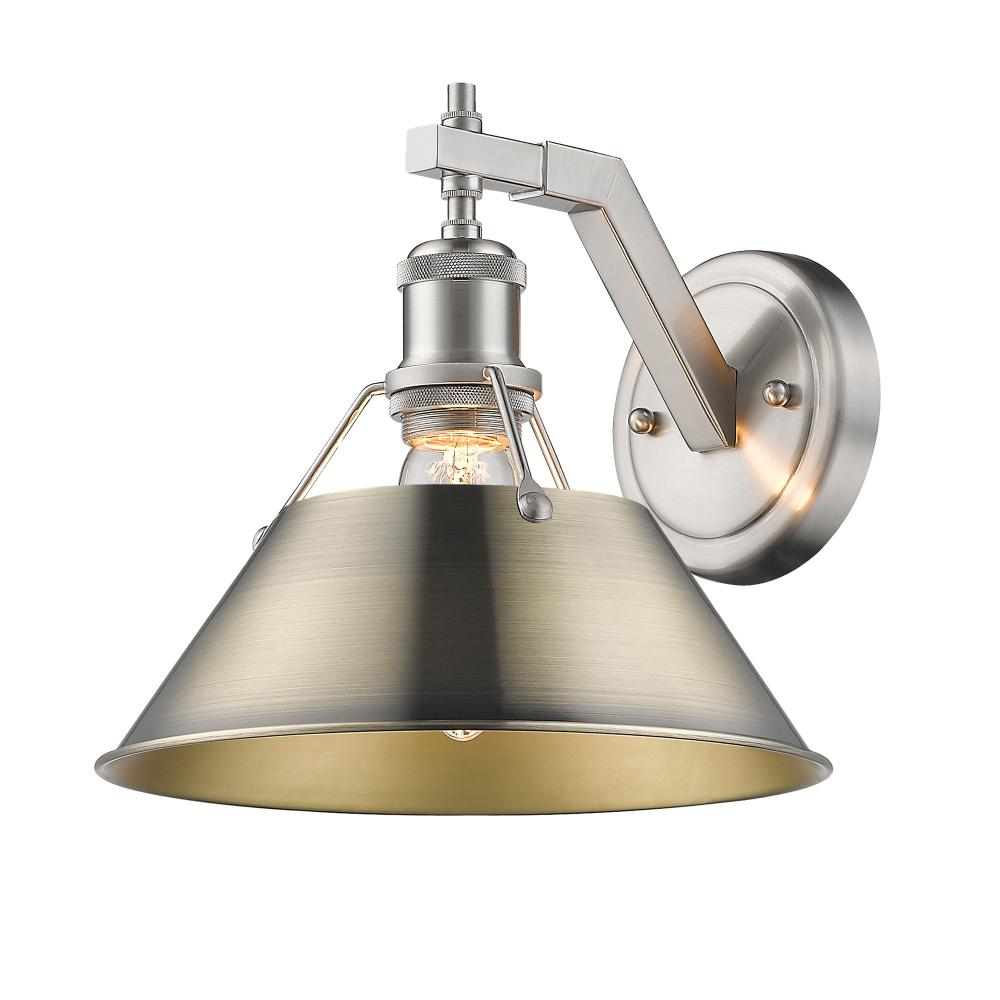 Orwell PW 1 Light Wall Sconce in Pewter with Aged Brass shade