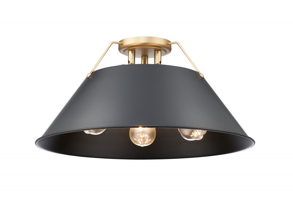 Orwell BCB 3 Light Flush Mount in Brushed Champagne Bronze with Matte Black shade