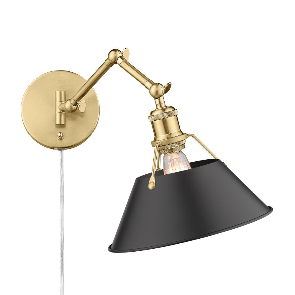 Orwell BCB 1 Light Articulating Wall Sconce in Brushed Champagne Bronze with Matte Black shade