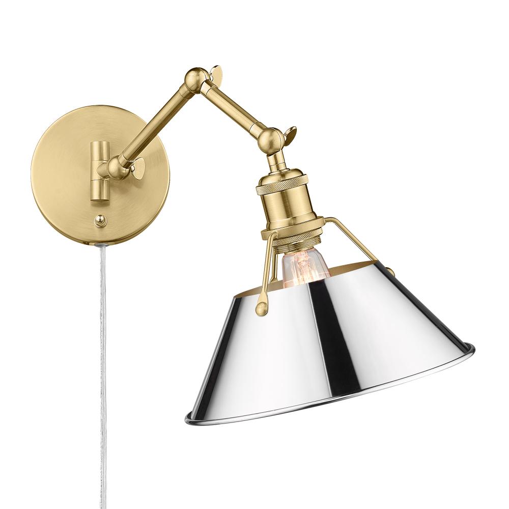 Orwell BCB 1 Light Articulating Wall Sconce in Brushed Champagne Bronze with Chrome shade