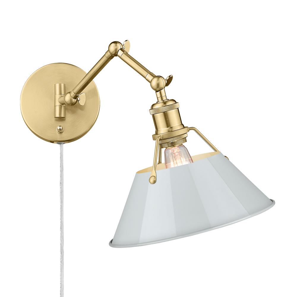 Orwell BCB 1 Light Articulating Wall Sconce in Brushed Champagne Bronze with Dusky Blue shade