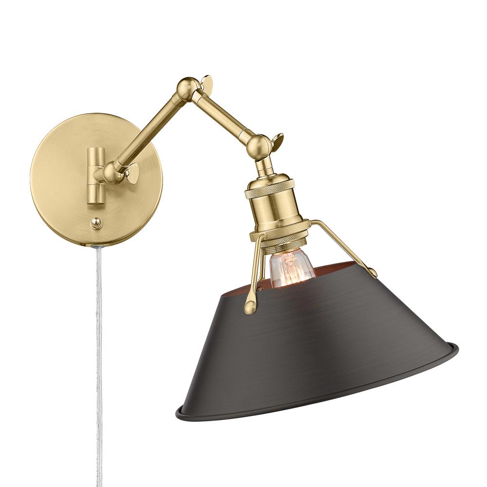 Orwell BCB 1 Light Articulating Wall Sconce in Brushed Champagne Bronze with Rubbed Bronze shade