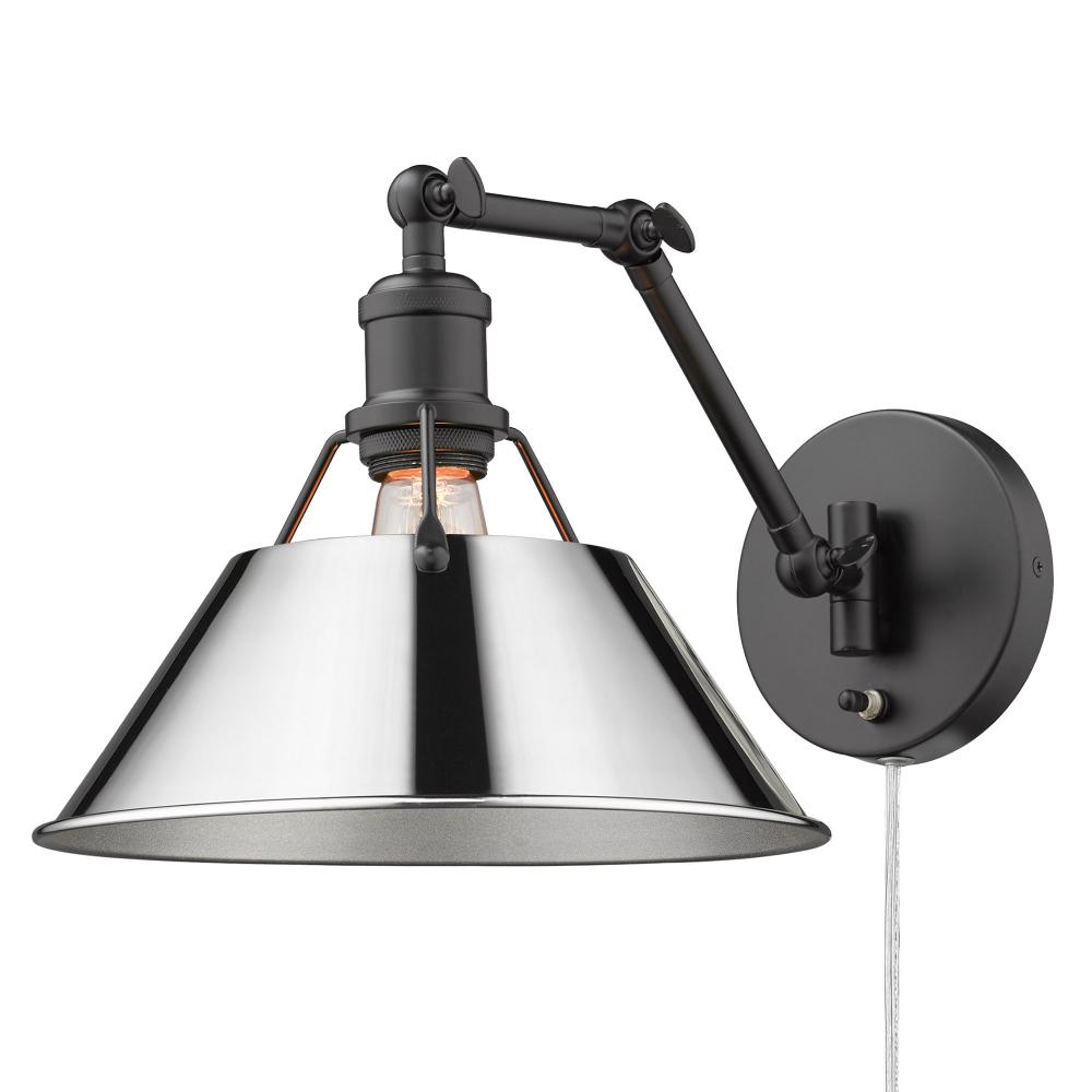 Orwell BLK 1 Light Articulating Wall Sconce in Matte Black with Chrome shade