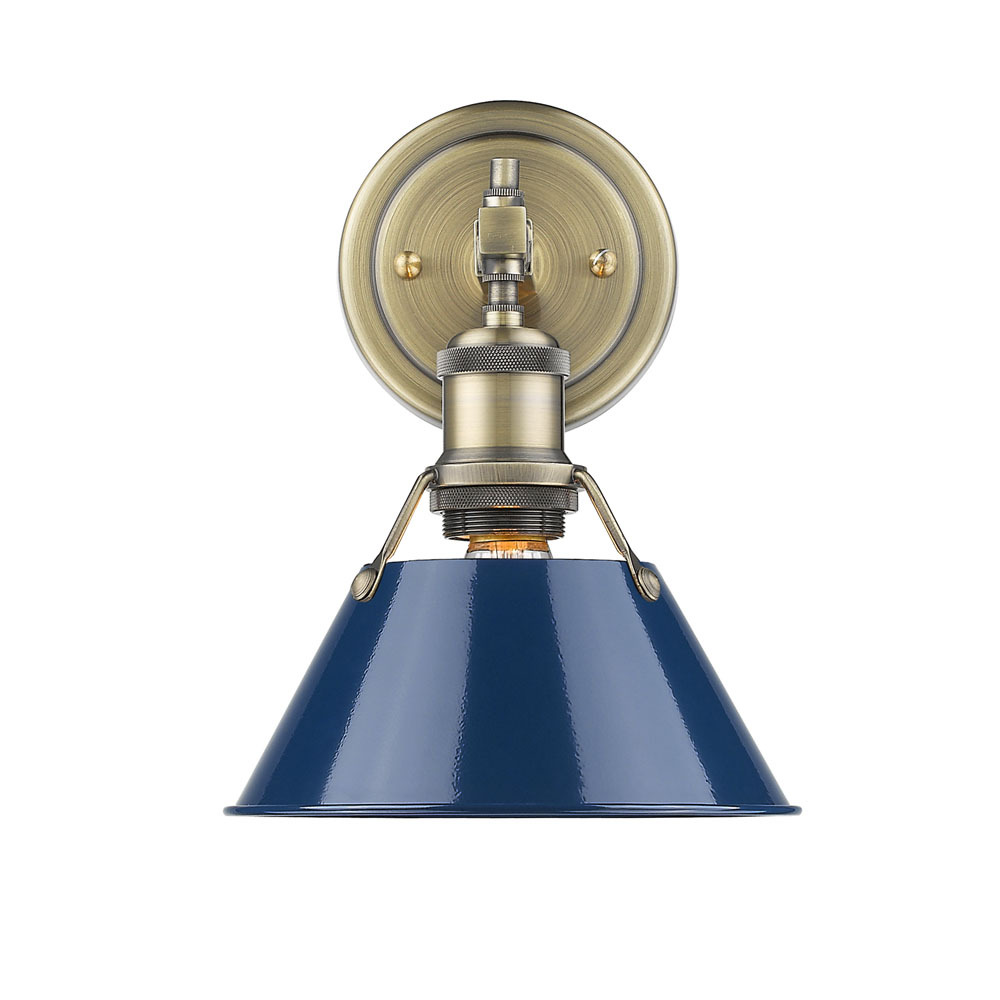 Orwell AB 1 Light Bath Vanity in Aged Brass with Matte Navy shade