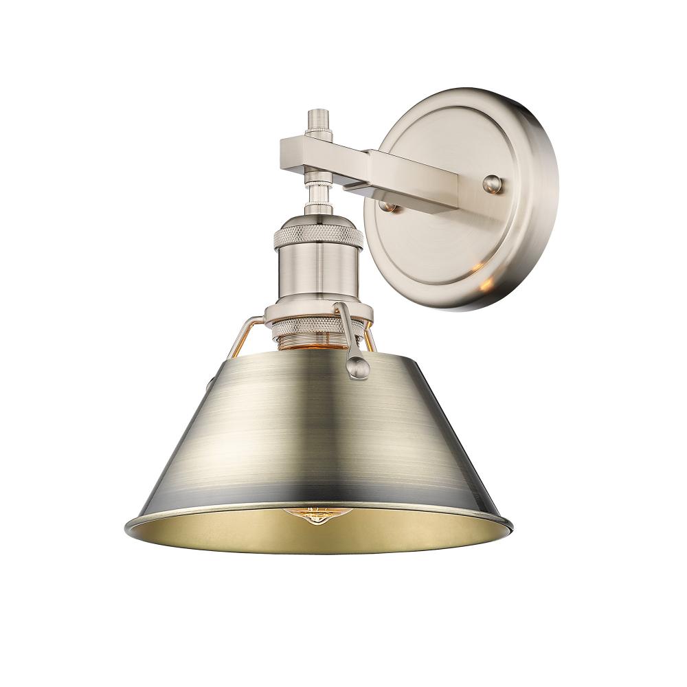 Orwell PW 1 Light Bath Vanity in Pewter with Aged Brass shade