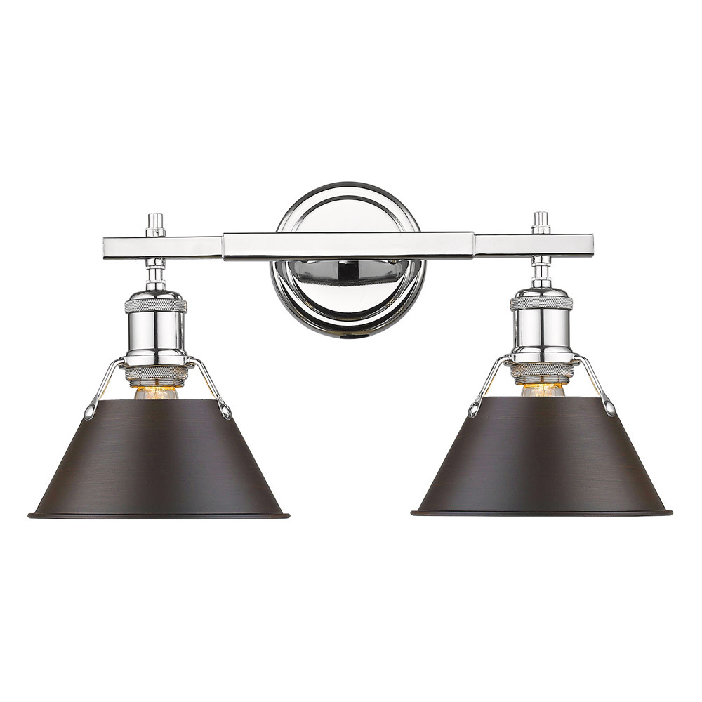 Orwell CH 2 Light Bath Vanity in Chrome with Rubbed Bronze shades