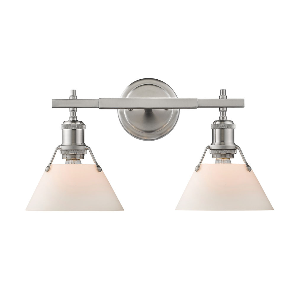 Orwell 2-Light Vanity Light in Pewter with Opal Glass