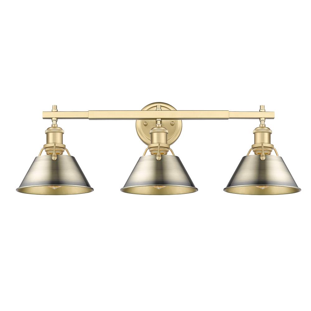 Orwell BCB 3 Light Bath Vanity in Brushed Champagne Bronze with Aged Brass shades