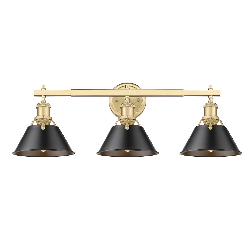 Orwell BCB 3 Light Bath Vanity in Brushed Champagne Bronze with Matte Black shades