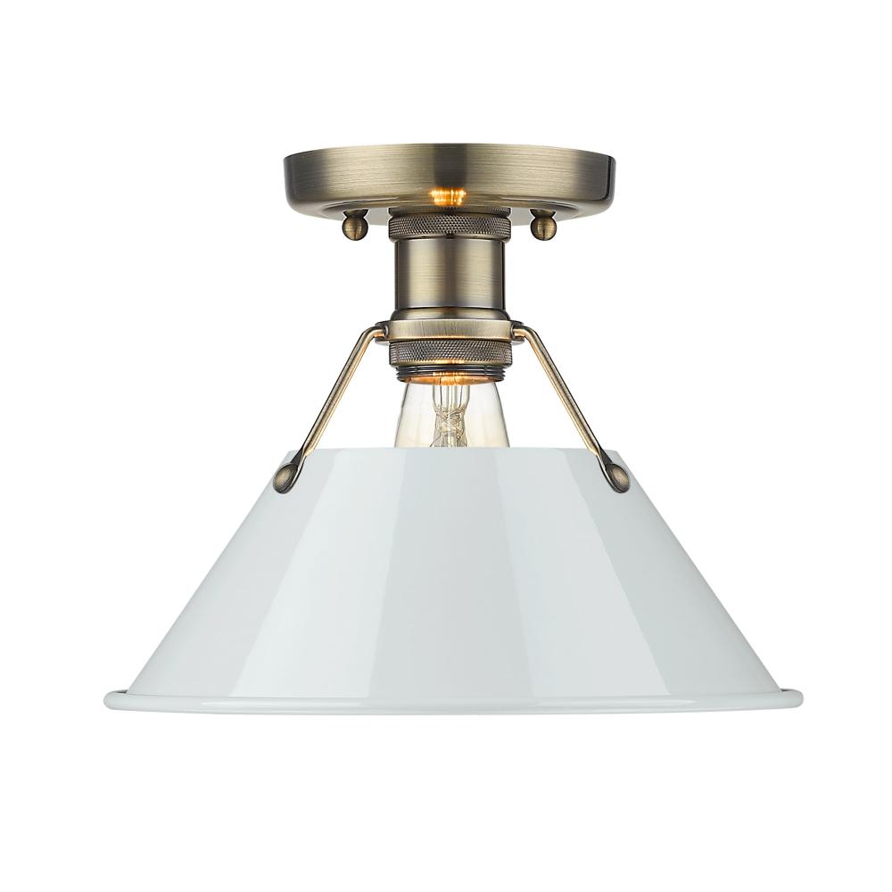 Orwell AB Flush Mount in Aged Brass with Dusky Blue shade
