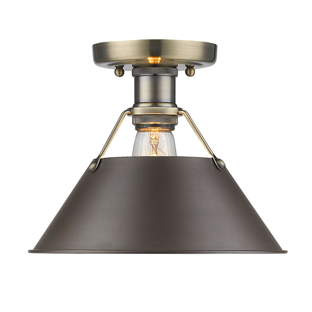 Orwell AB Flush Mount in Aged Brass with Rubbed Bronze shade