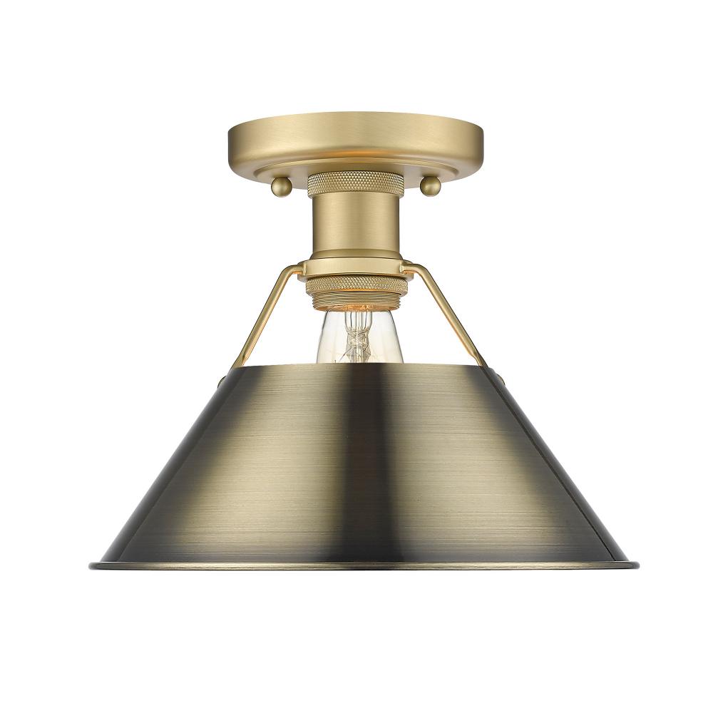 Orwell BCB Flush Mount in Brushed Champagne Bronze with Aged Brass shade