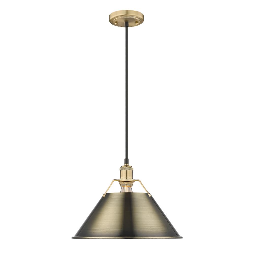 Orwell BCB Large Pendant - 14 in Brushed Champagne Bronze with Aged Brass shade