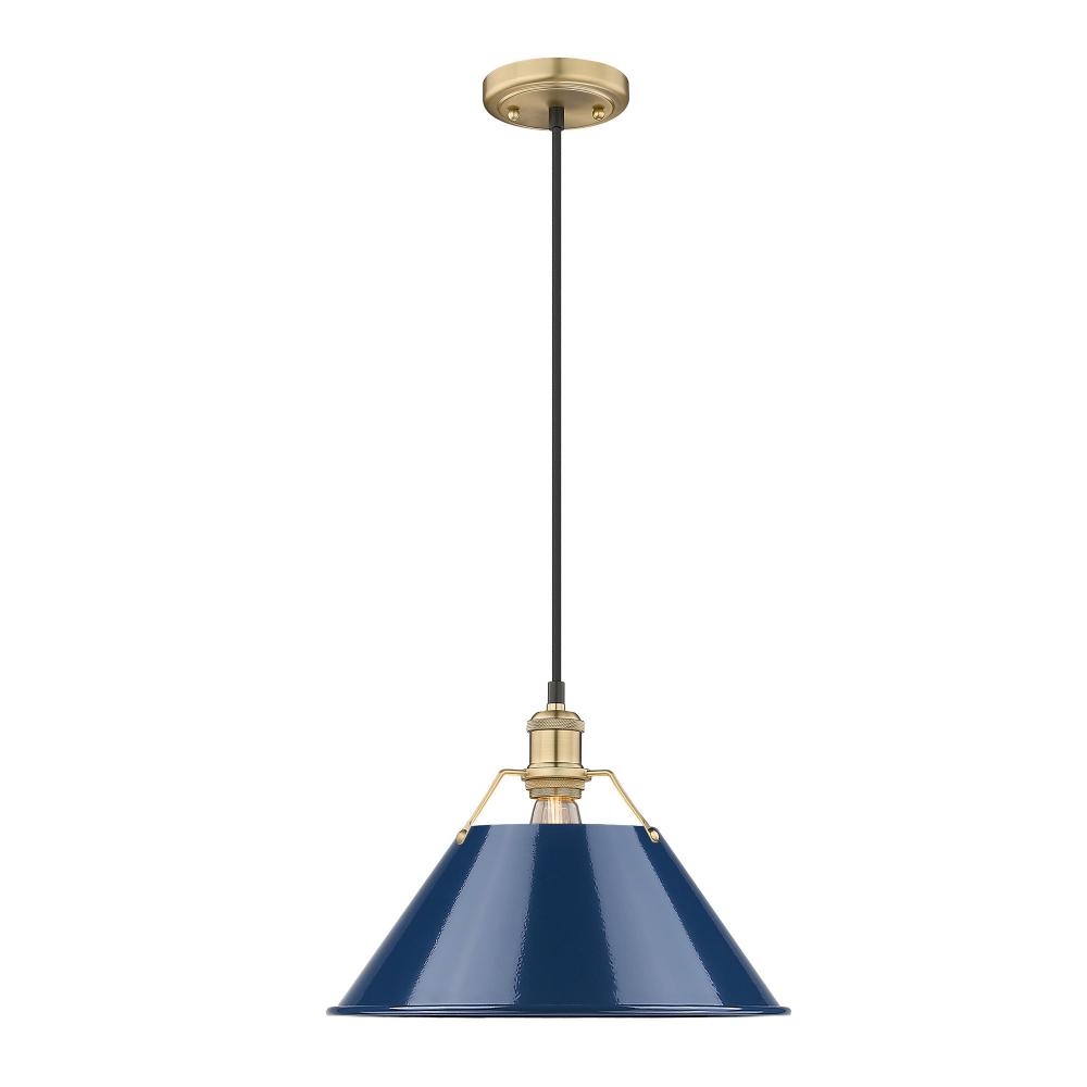 Orwell BCB Large Pendant - 14 in Brushed Champagne Bronze with Matte Navy shade