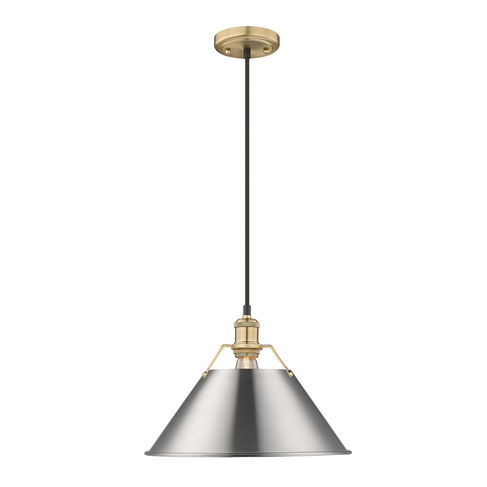 Orwell BCB Large Pendant - 14" in Brushed Champagne Bronze with Pewter shade