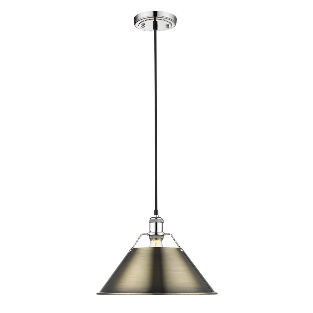 Orwell CH Large Pendant - 14 in Chrome with Aged Brass shade