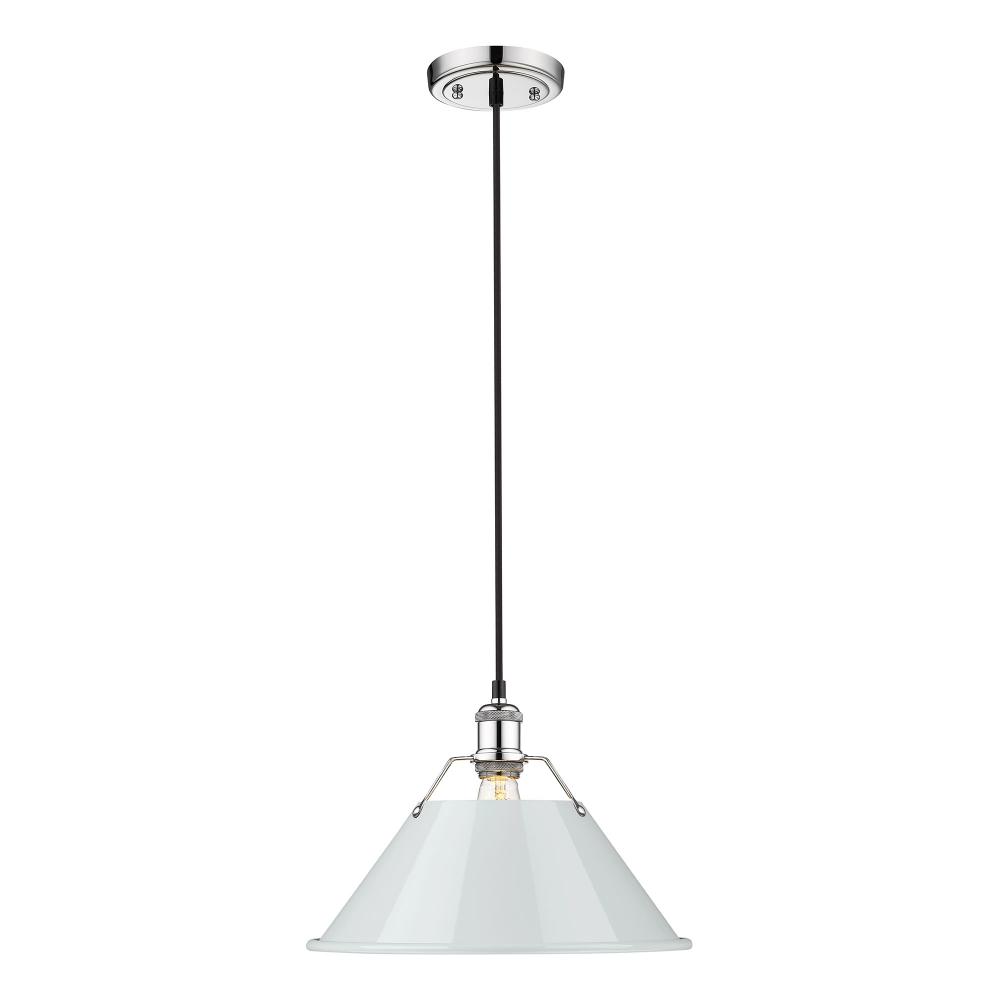 Orwell CH Large Pendant - 14 in Chrome with Dusky Blue shade