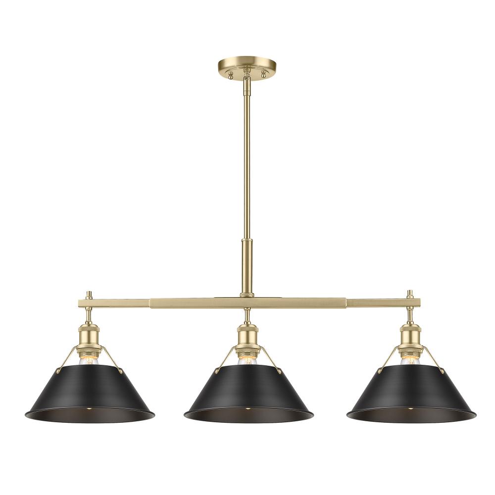 Orwell BCB 3 Light Linear Pendant in Brushed Champagne Bronze with Matte Black shades