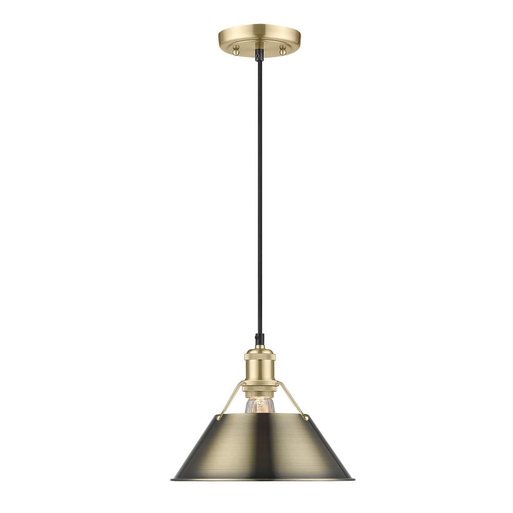 Orwell BCB Medium Pendant - 10 in Brushed Champagne Bronze with Aged Brass shade